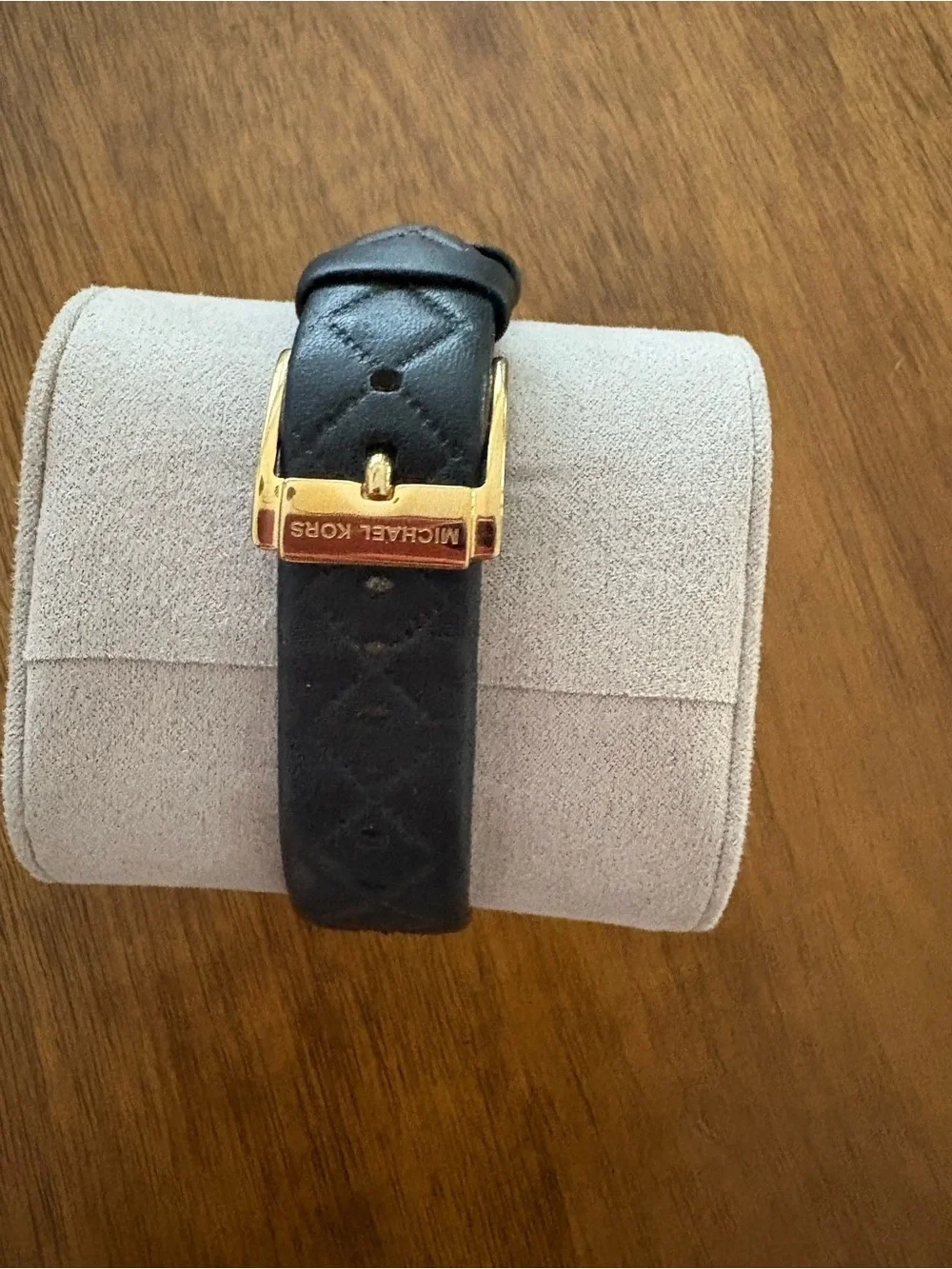 Michael Kors Gold-Tone Case with Black Dial and Black Leather Strap